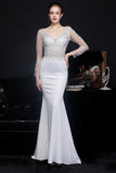 White Applique Mermaid Prom Dress