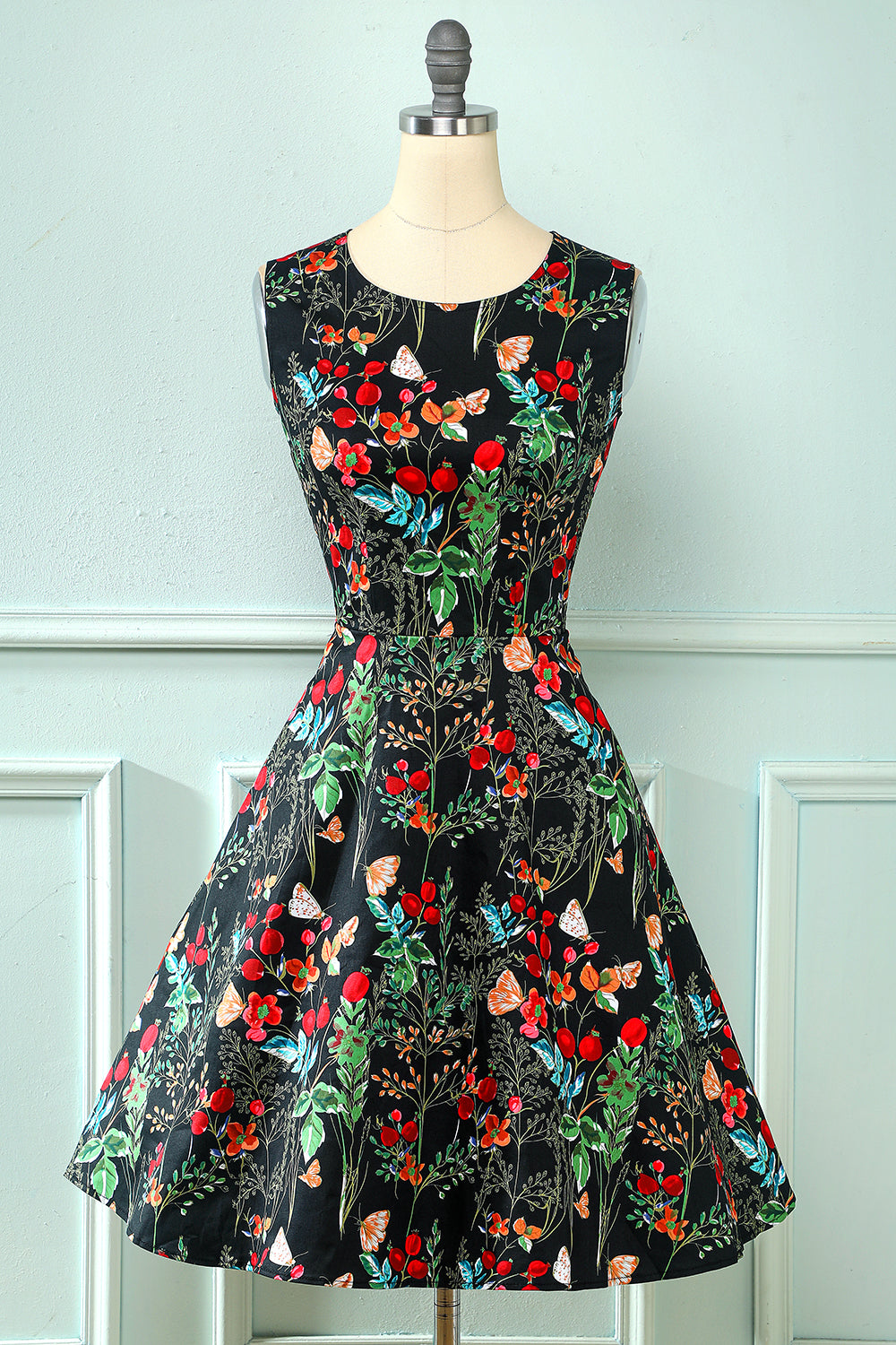 Printed Floral Swing Vintage Dress