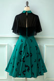 Gothic Style Halloween Shawl Cloak Bat Print Dress