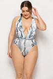 Plus Size Grey Printed One Piece Swimsuits