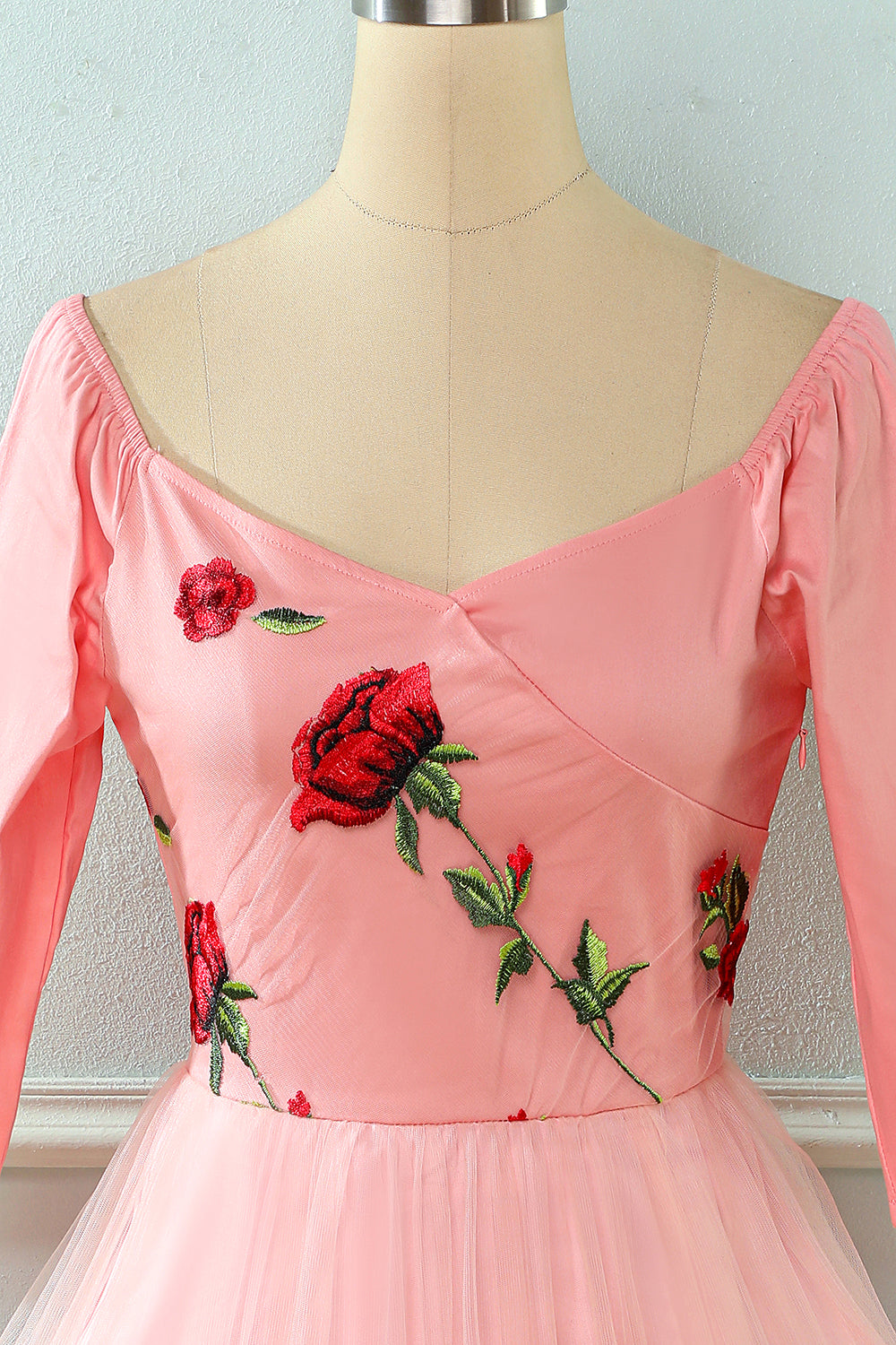 Embroidered Rose Lace Mesh Vintage Dress