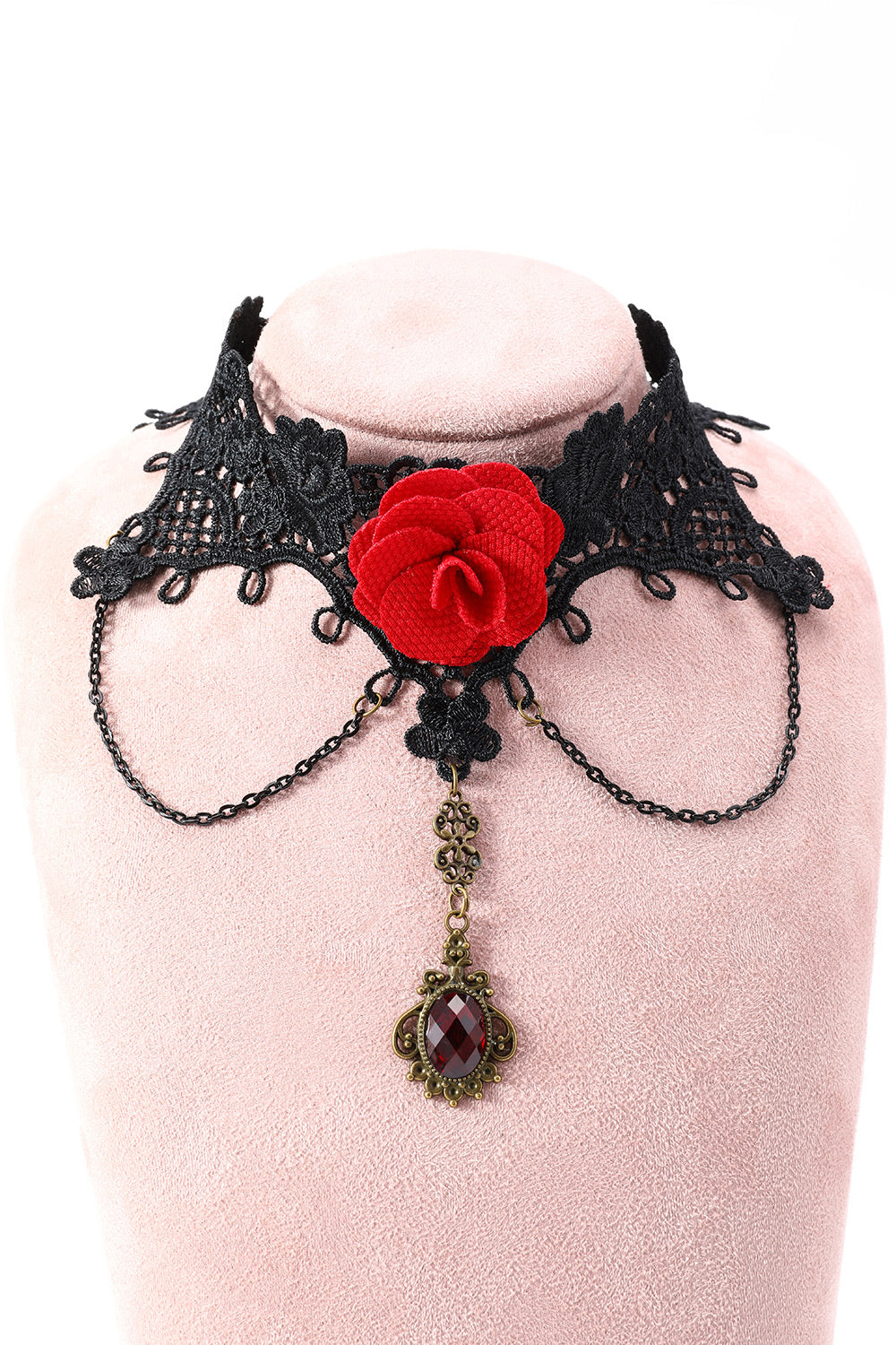 Black Women Halloween Necklace with Flowers