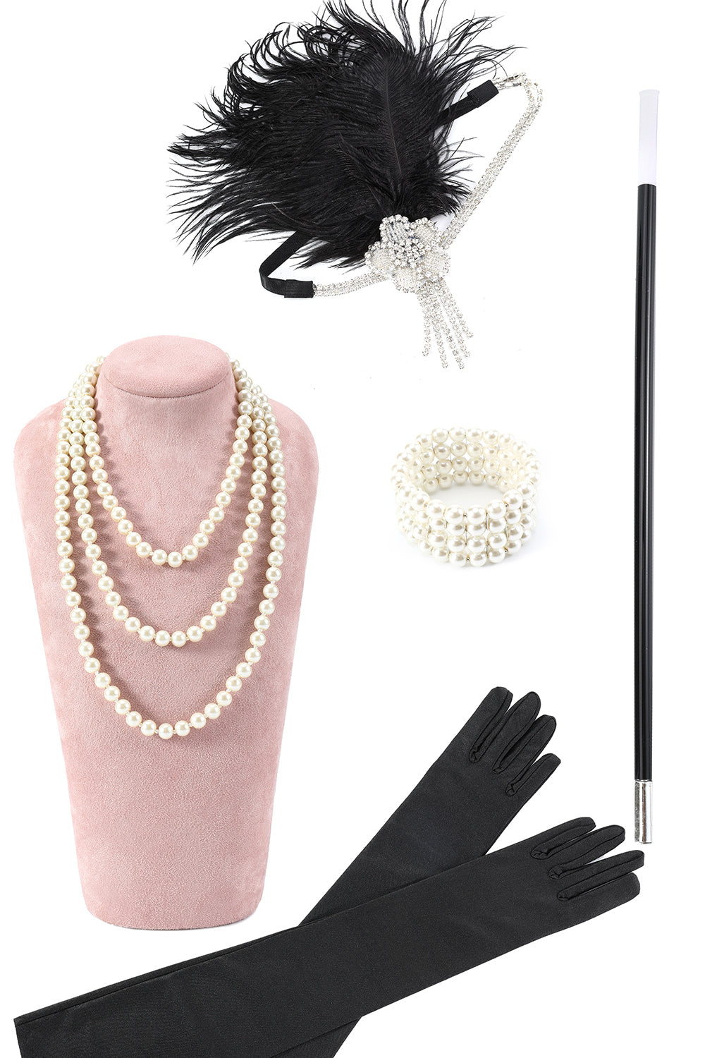 Zapaka Women1920s Accessories Set for Women 1920s Flapper Gatsby Costume  Accessories – ZAPAKA