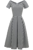 Black and White Plaid Vintage 1950s Dress