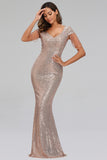 Mermaid Champagne Sequin Prom Dress