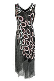 Asymmetrical V Neck 1920s Flapper Dress with Tassel
