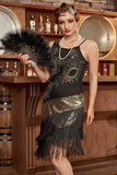 Black Fringe Seuqins Gatsby 1920s Dress