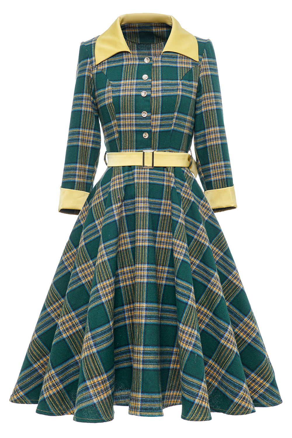 Green Plaid Fall Vintage Dress