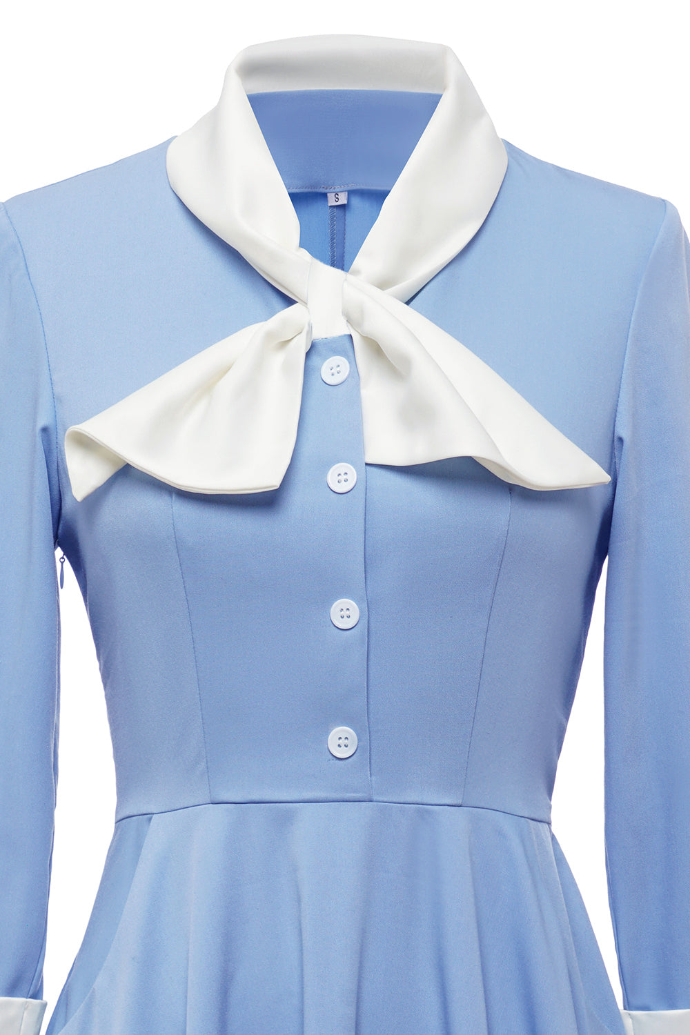 Blue Button Vintage 1950s Dress with Bowknot