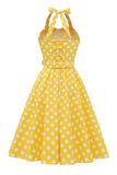 Yellow Polka Dots Pin Up Vintage Dress