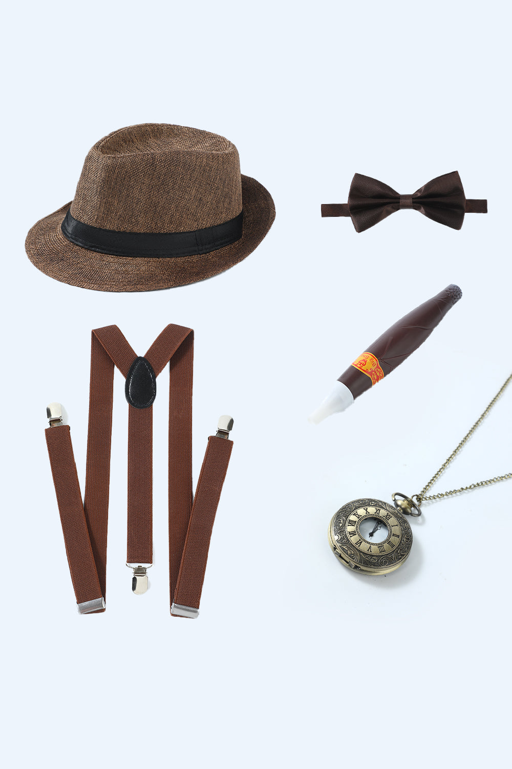 Black 1920s Accessories Set for Men