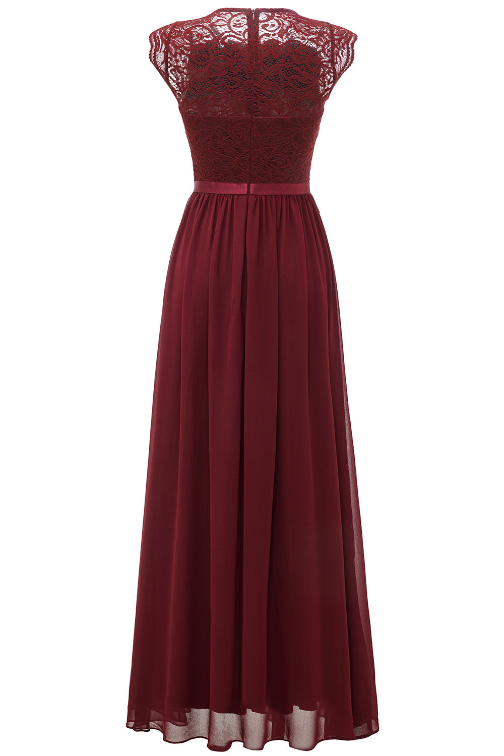 Burgundy Lace Formal Party Dress