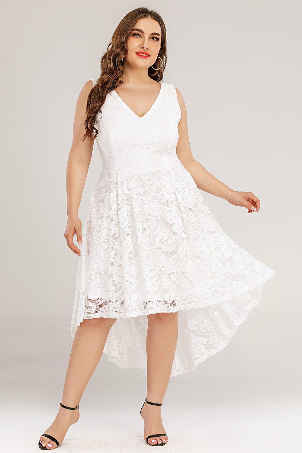 Lace Asymmetrical Plus Size Dress