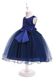 A Line Puffy Flower Girl Dress with Bowknot