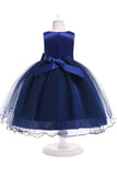 A Line Puffy Flower Girl Dress with Bowknot