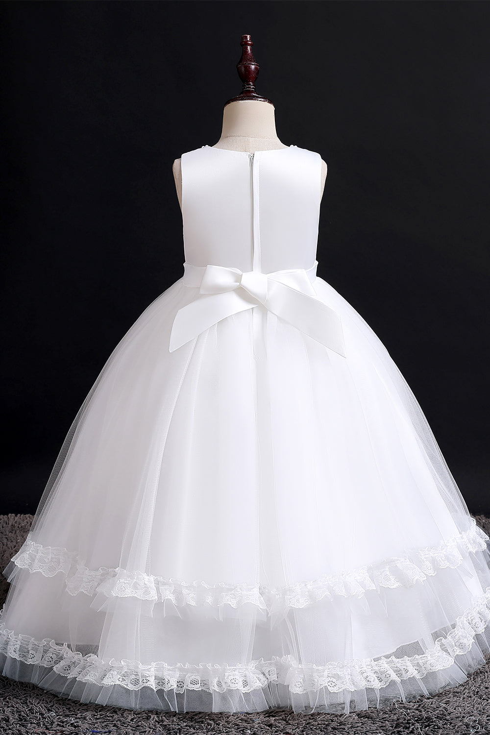 A Line Blush Flower Girl Dress with Lace Ruffles