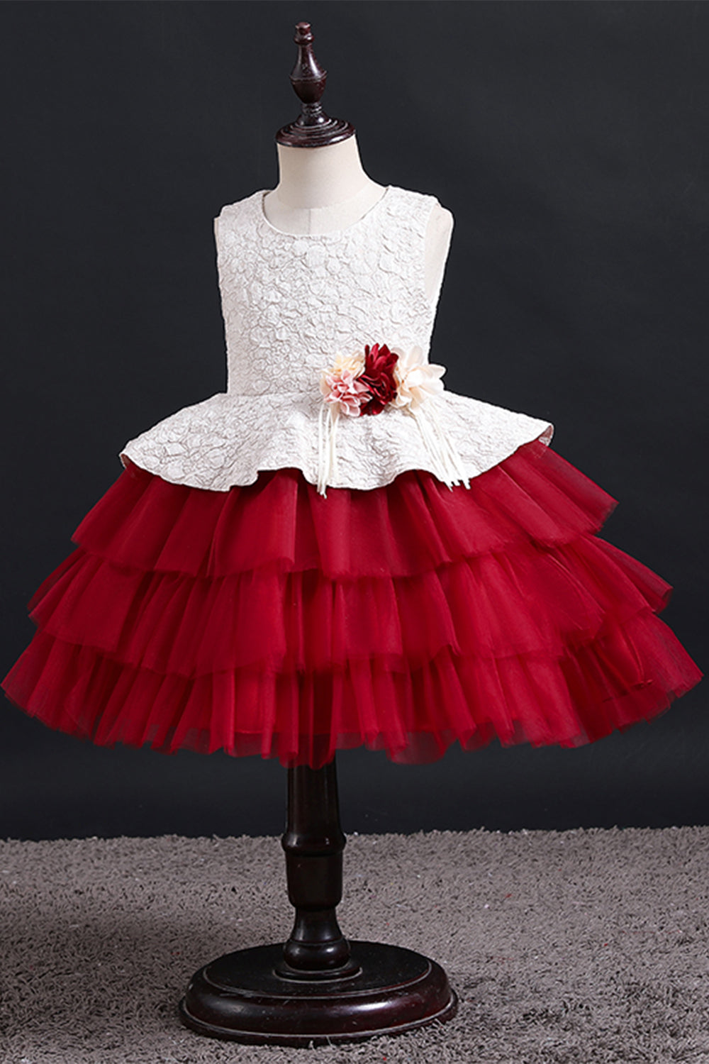 Puffy Round Neck Flower Girl Dress with Bowknot