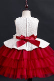 Puffy Round Neck Flower Girl Dress with Bowknot