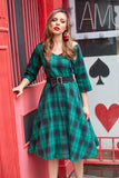 Green Plaid Vintage Swing Dress