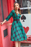 Green Plaid Vintage Swing Dress