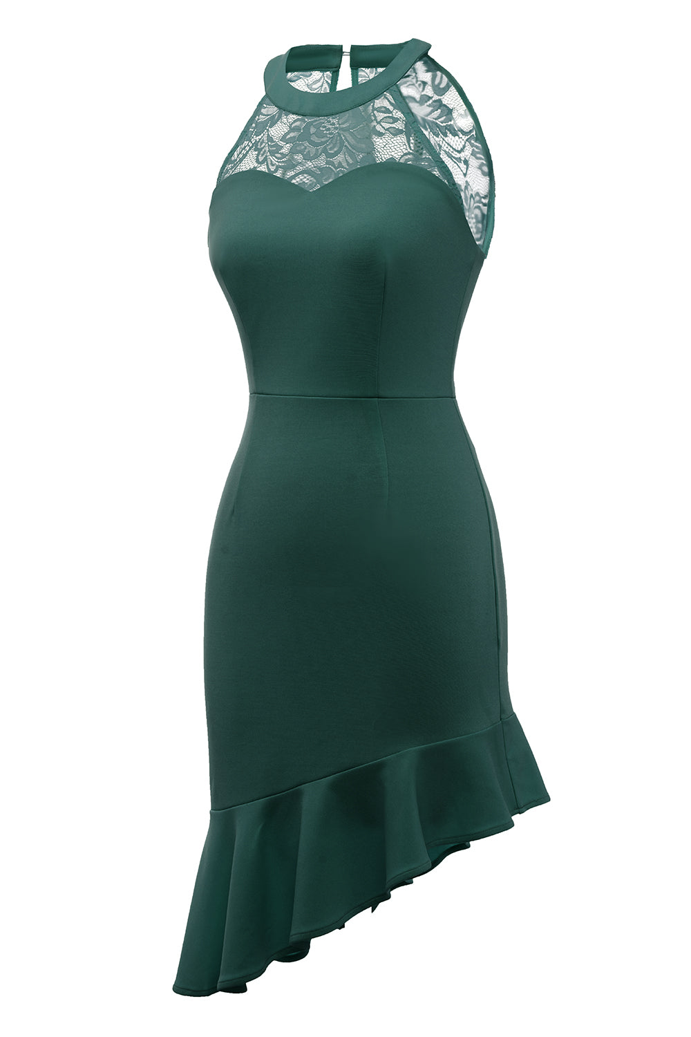 Dark Green Cocktail Dress with Lace