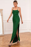 Green Glitter Simple Prom Dress