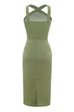 Green Printed Vintage Wiggle Dress