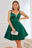 Green Satin Short Prom Dress
