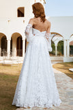 White Organza Off Shoulder Wedding Dress