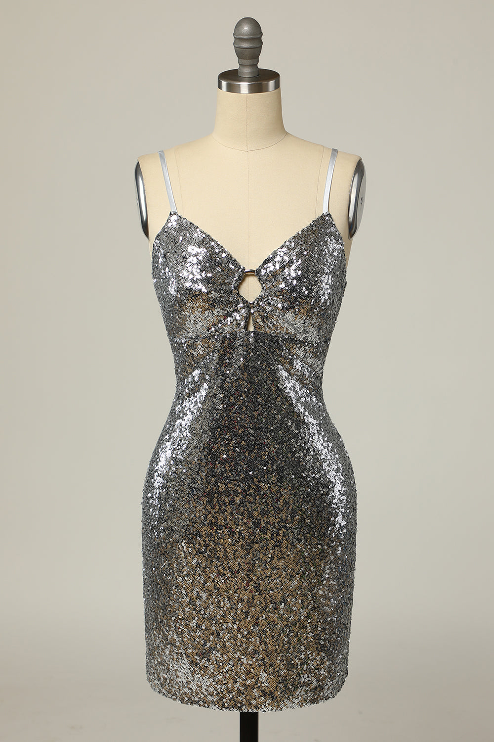 Sequined Silver Bodycon Party Dress