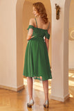 A Line Off the Shoulder Dark Green Lace Dress