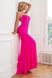 Zapaka Women Long Prom Dress Hot Pink Mermaid Sequin Backless Evening Dress  – ZAPAKA