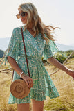 Green Floral Print Summer Dress