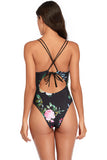 leaves Blue One Piece Swimsuit