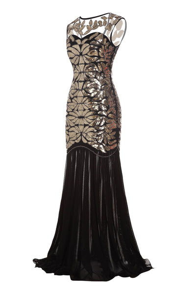 Zapaka Women's Mermaid Black 1920s Flapper Glitter Long Party Dresses ...