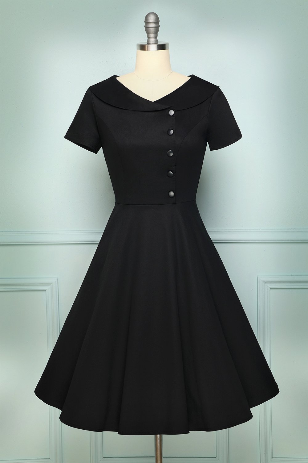 Black Button Dress - ZAPAKA
