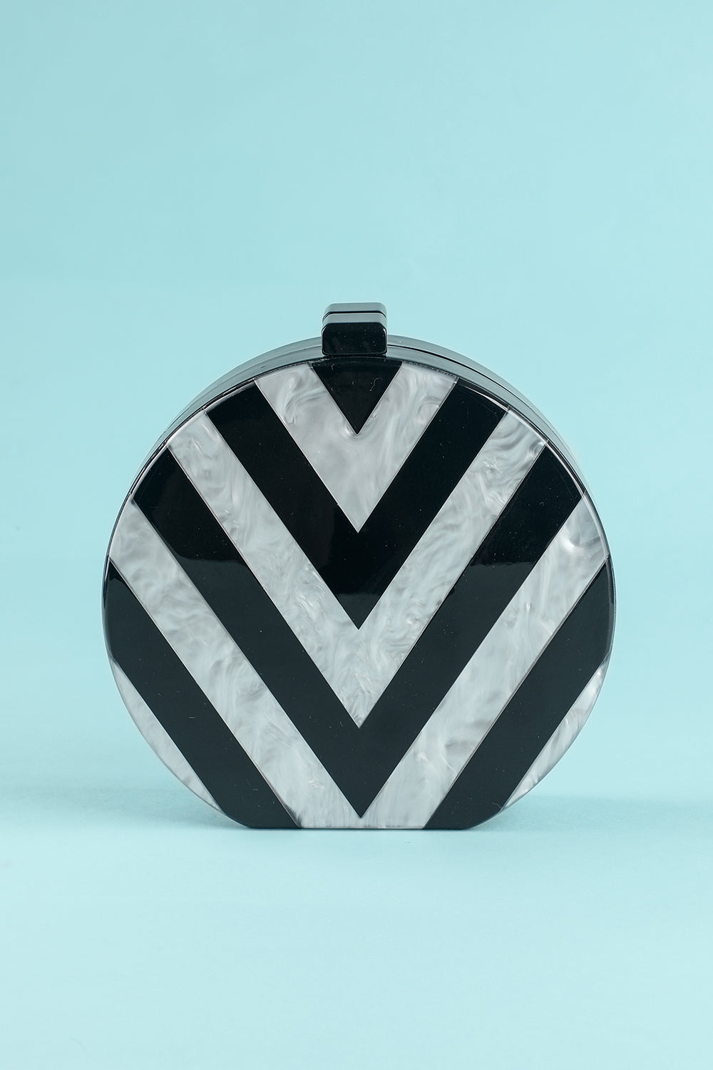 Black and White Striped Acrylic Handbag