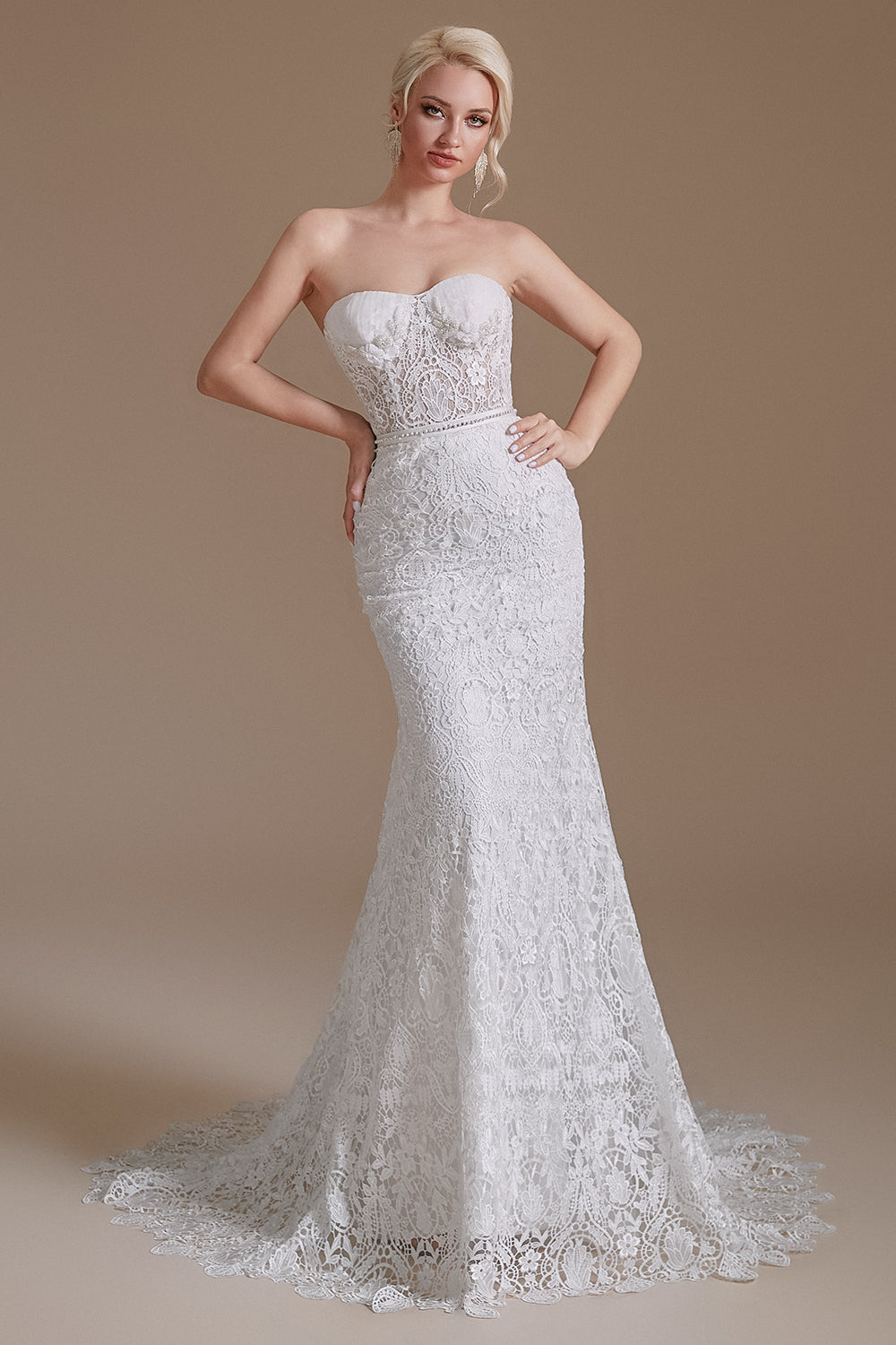 Zapaka Women White Church Wedding Dress Mermaid Halter Open Back Floor  Length Bridal Dress – ZAPAKA