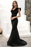 One Shoulder Mermaid Black Prom Dress