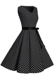 V Neck Dots 1950s Swing Dresses