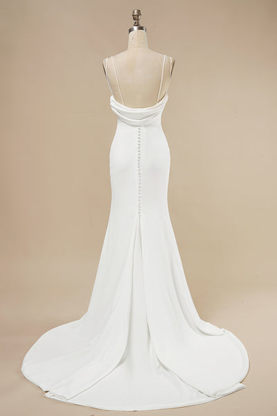 Zapaka Mermaid Boho Wedding Dress Spaghetti Straps Long Bridal Dress ...