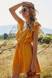 Yellow Batwing Sleeves Summer Dress