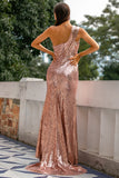 Rose Gold Sequin Prom Bridesmaid Dress