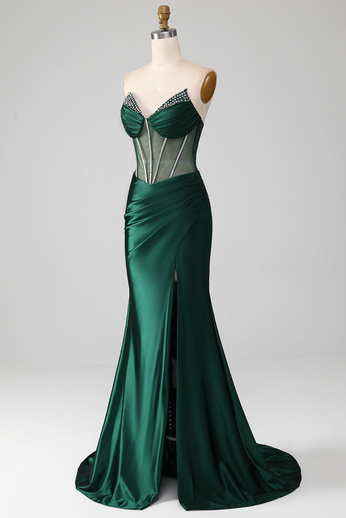 Dark Green Mermaid Evening Dress with Split | Ballbella