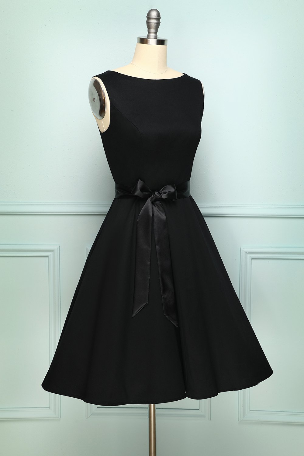 Zapaka Women Black Vintage A Line Sleeveless Swing Pinup Party Dress ...
