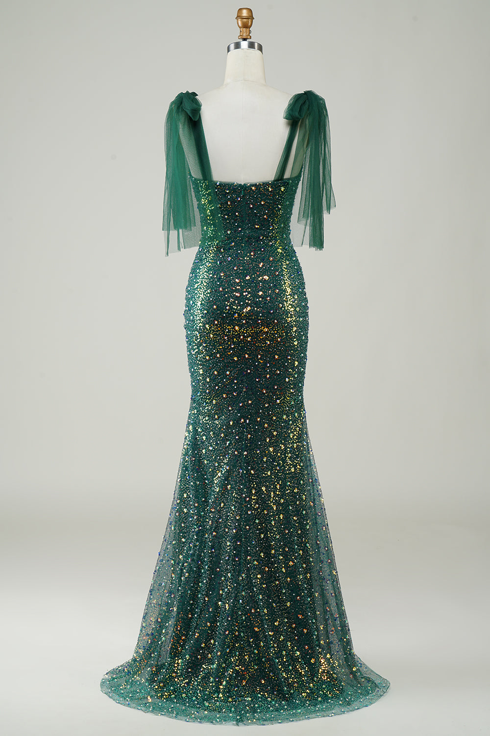 Sparkly Dark Green Mermaid Sequin Long Prom Dress with Slit