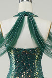 Sparkly Dark Green Sequin Mermaid Long Prom Dress