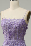 Mermaid Spaghetti Straps Purple Prom Dress with Beading