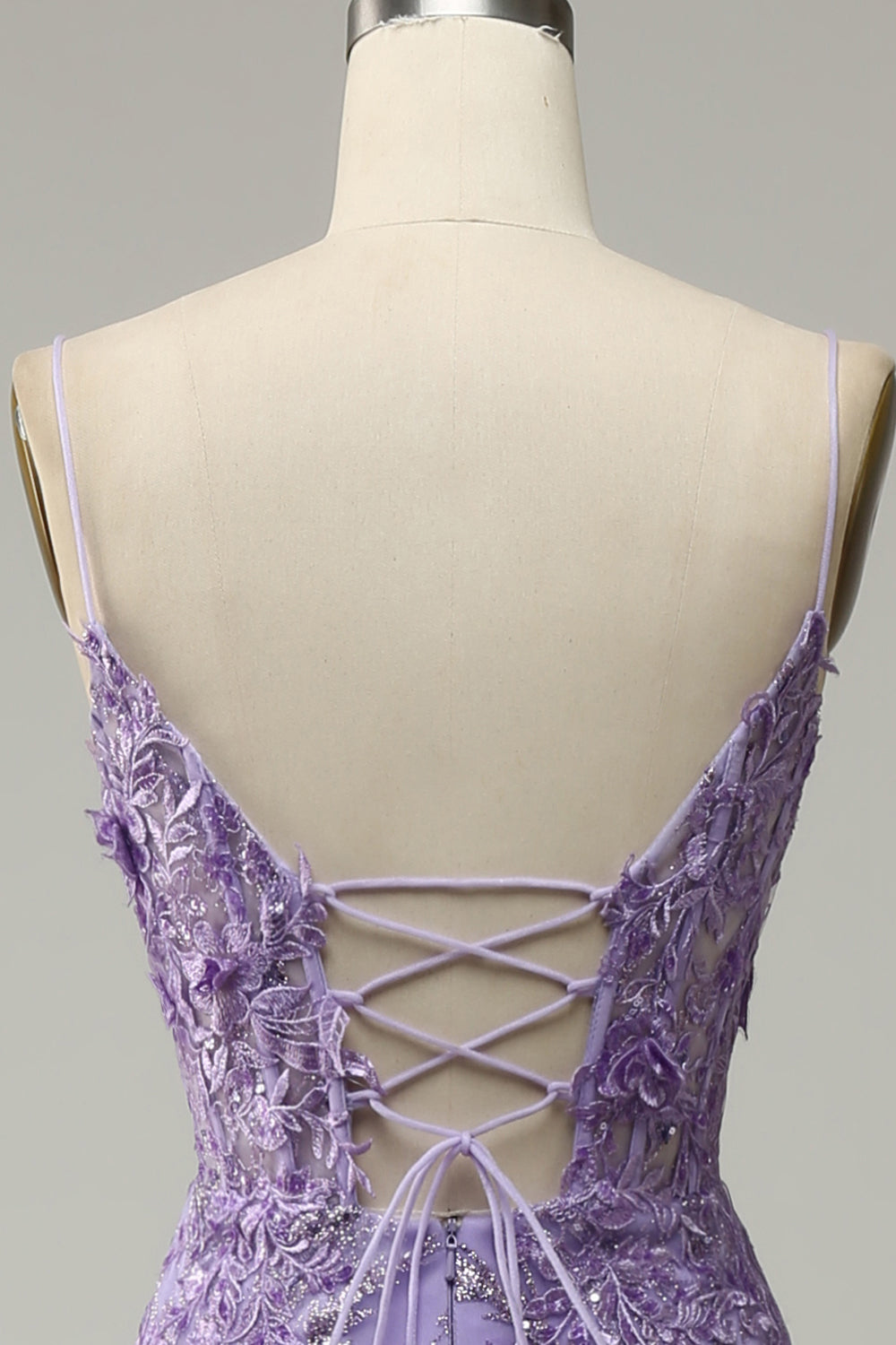 Mermaid Spaghetti Straps Purple Prom Dress with Beading