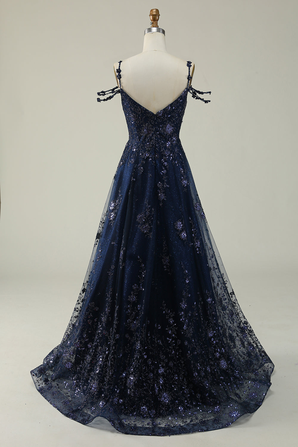 Zapaka Women Navy Long Prom Dress Sparkly A Line Cold Shoulder Party Dress, Navy / US22W Zapaka Women Navy Long Prom Dress Sparkly A Line Cold Shoulder Party Dress, Navy / US22W